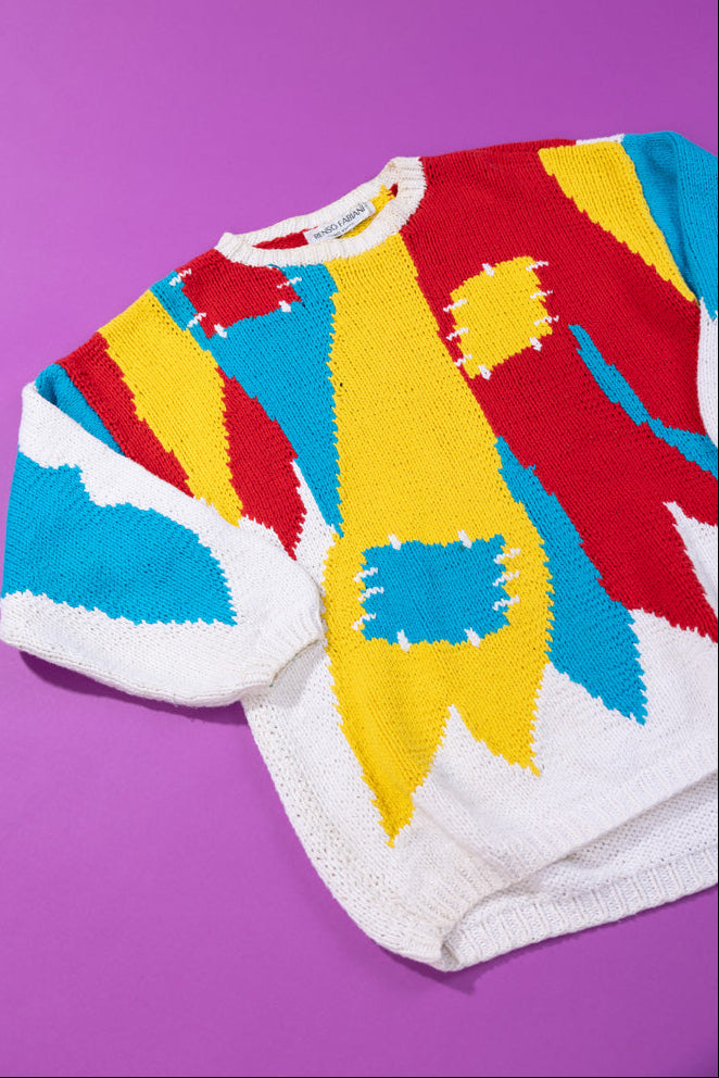 Vintage 80s Renso Fabiani Hand Knitted Sweater