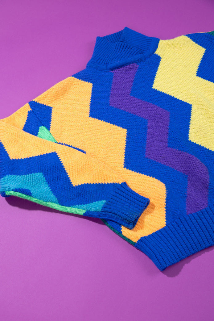 Vintage 80s Retro Wool Knitted Turtleneck Sweater