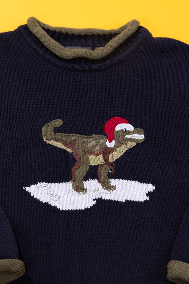 Vintage 90s Frost Dinosaur Christmas Sweater (Kids - 7)