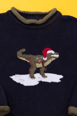 Vintage 90s Frost Dinosaur Christmas Sweater (Kids - 7)