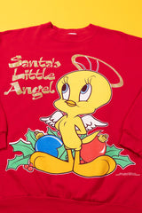 Vintage 1996 Santa's Little Angel Tweety Bird Christmas Crewneck