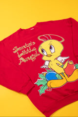 Vintage 1996 Santa's Little Angel Tweety Bird Christmas Crewneck