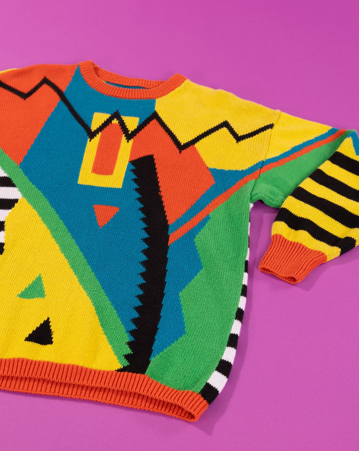 Vintage 80s Retro Geometric Knit Sweater