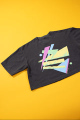 RCW Retro Chaos 2 Crop Tee (Faded Black/White)