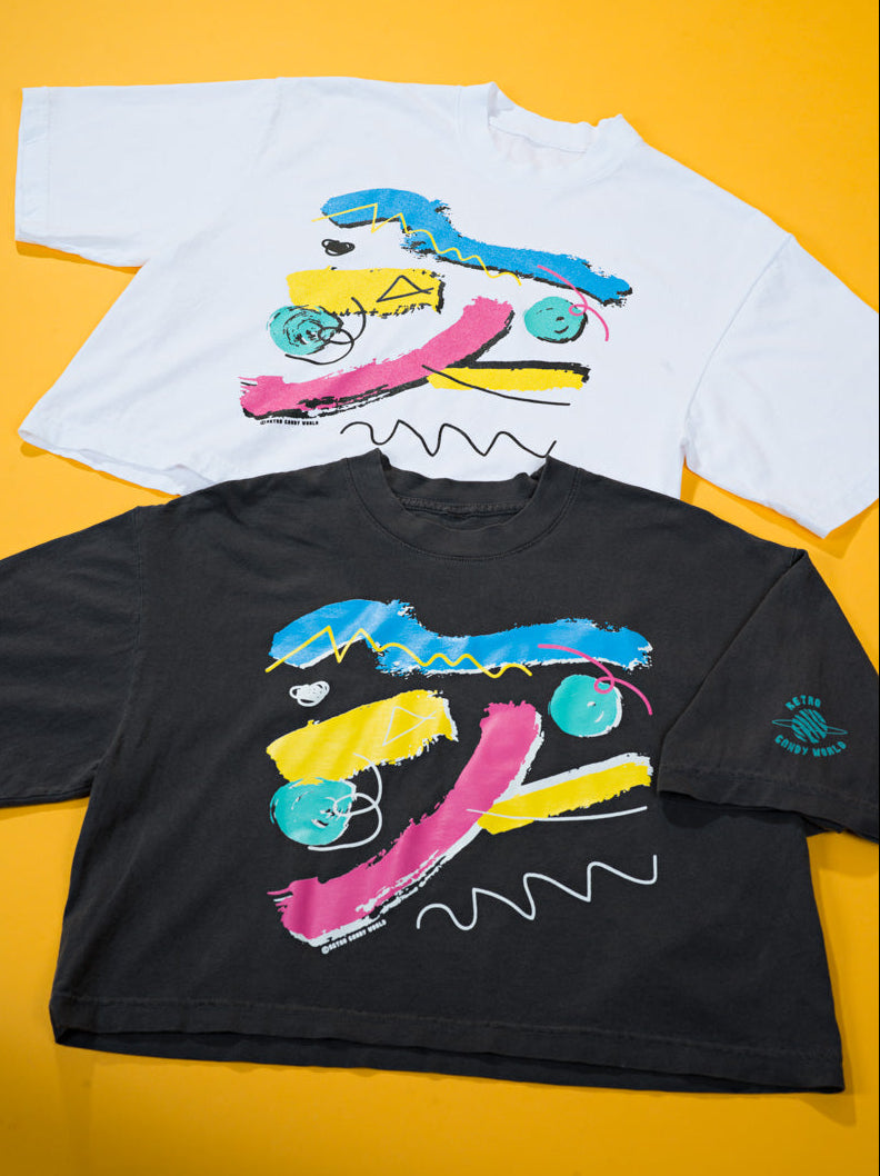 RCW Retro Chaos 1 Crop Tee (Faded Black/White)