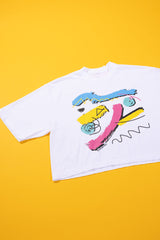 RCW Retro Chaos 1 Crop Tee (Faded Black/White)