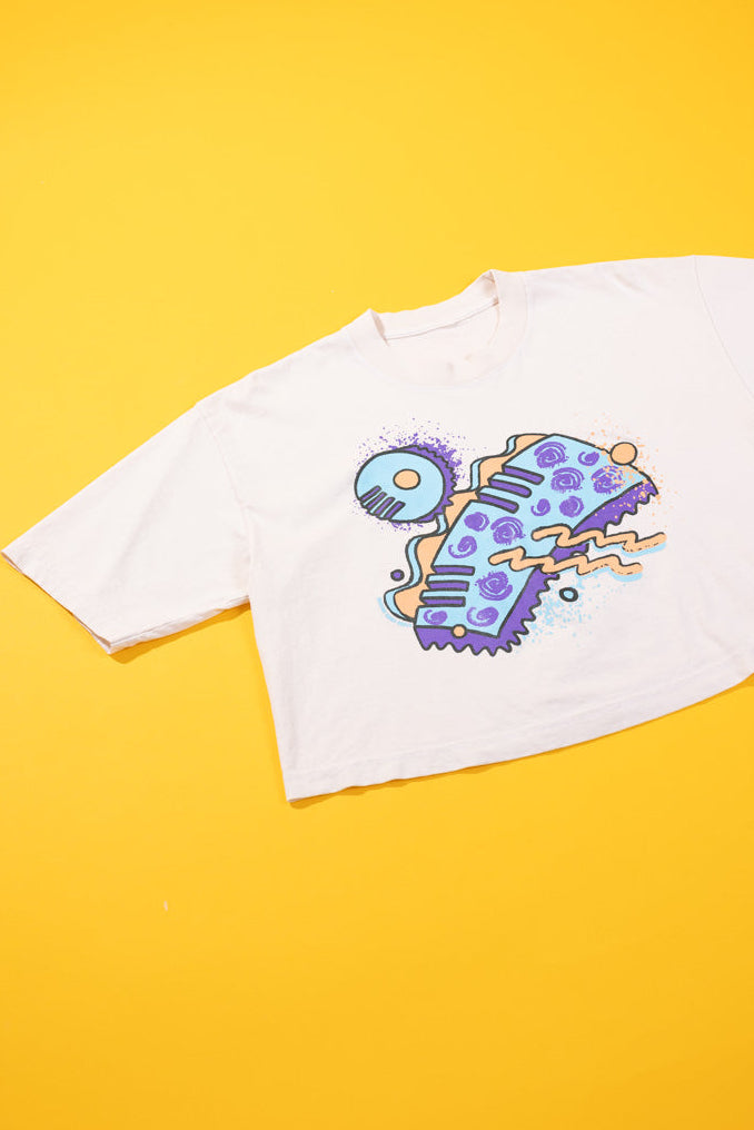 RCW Retro Chaotic Energy Crop Tee (Faded Black/Cream)