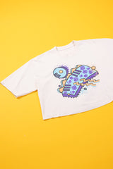 RCW Retro Chaotic Energy Crop Tee (Faded Black/Cream)