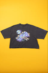 RCW Retro Chaotic Energy Crop Tee (Faded Black/Cream)