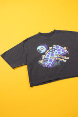 RCW Retro Chaotic Energy Crop Tee (Faded Black/Cream)