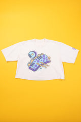RCW Retro Chaotic Energy Crop Tee (Faded Black/Cream)
