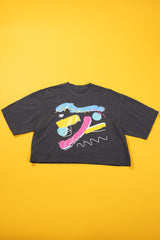 RCW Retro Chaos 1 Crop Tee (Faded Black/White)
