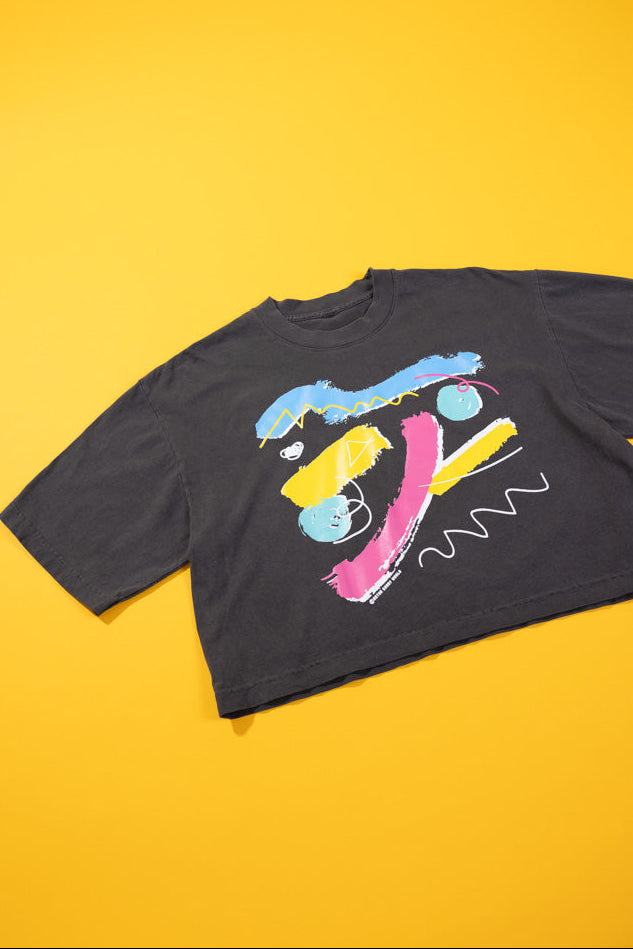 RCW Retro Chaos 1 Crop Tee (Faded Black/White)