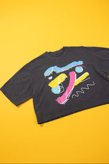 RCW Retro Chaos 1 Crop Tee (Faded Black/White)