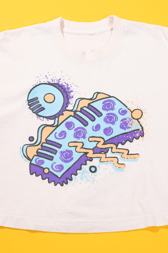RCW Retro Chaotic Energy Crop Tee (Faded Black/Cream)