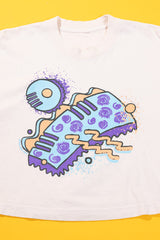 RCW Retro Chaotic Energy Crop Tee (Faded Black/Cream)