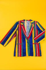 Vintage 80s Multiples Choice Retro Striped Blazer