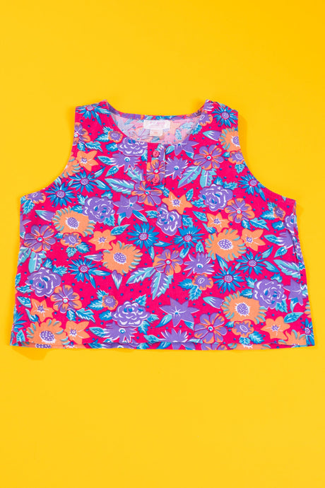 Vintage 80s E.Z. Spirit Floral Crop Top Tank