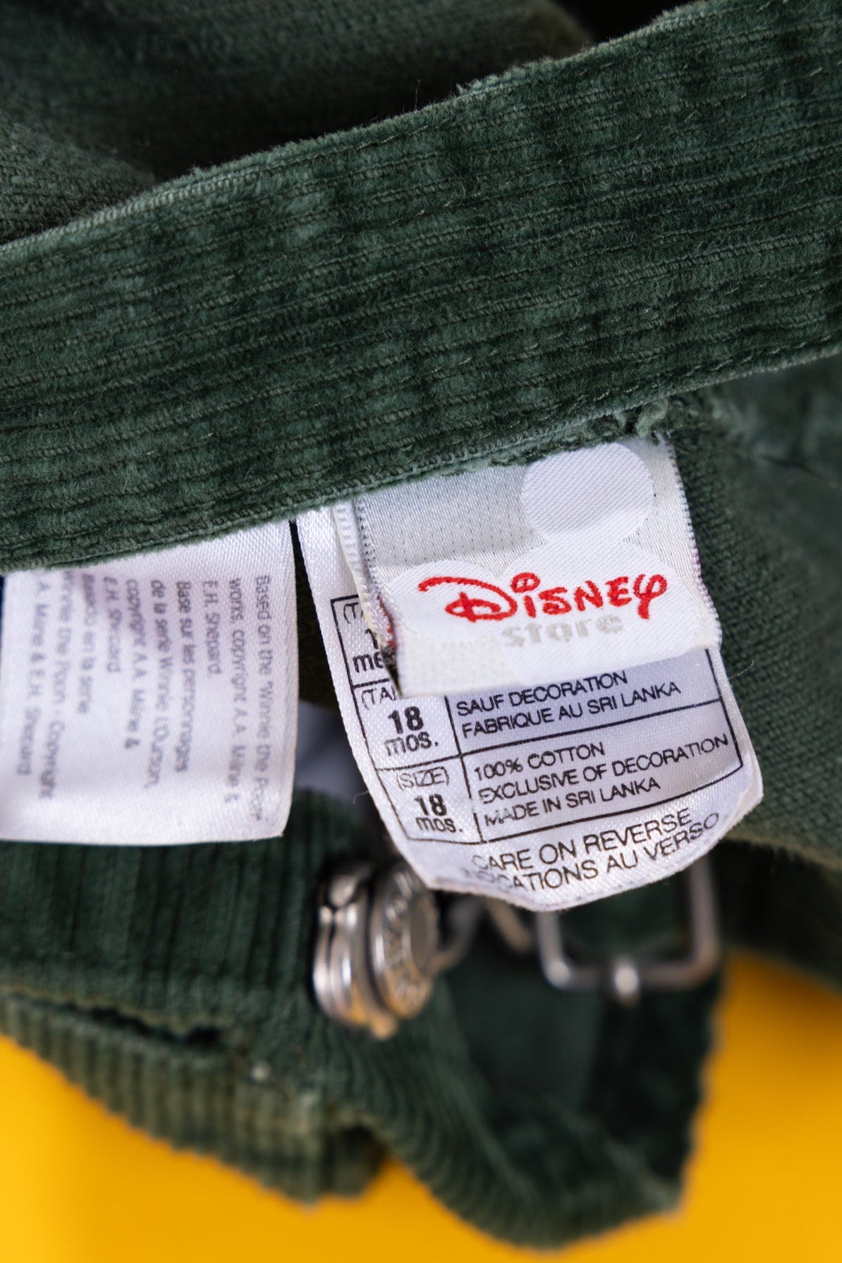 Vintage 90s Disney Winnie the Pooh Corduroy Overalls (Kids - 18 mos)