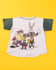 Vintage 1994 Looney Tunes Bugs Bunny and Taz Baseball Button Up Shirt
