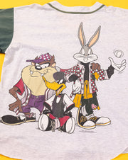 Vintage 1994 Looney Tunes Bugs Bunny and Taz Baseball Button Up Shirt