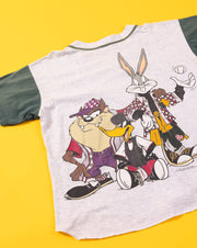 Vintage 1994 Looney Tunes Bugs Bunny and Taz Baseball Button Up Shirt
