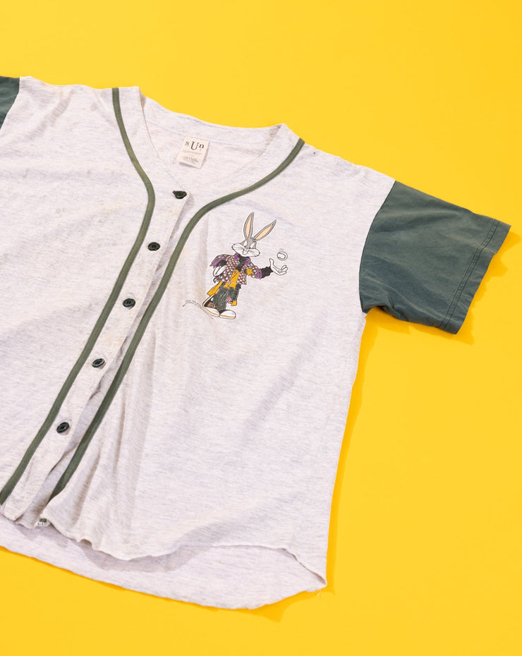Vintage 1994 Looney Tunes Bugs Bunny and Taz Baseball Button Up Shirt