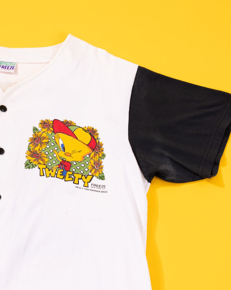 Vintage 1994 Looney Tunes Tweety Bird Baseball Button Up Shirt