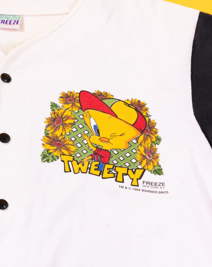 Vintage 1994 Looney Tunes Tweety Bird Baseball Button Up Shirt