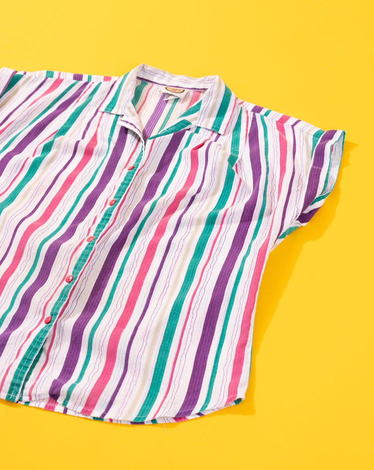 Vintage 80s Picket and Post Retro Striped Button Up
