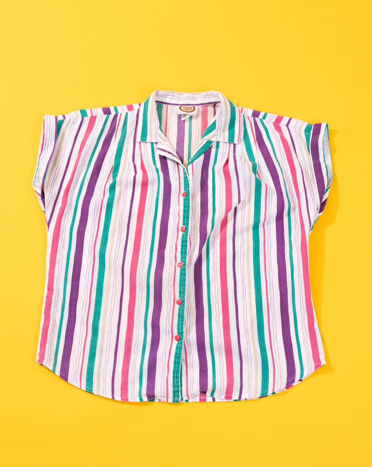 Vintage 80s Picket and Post Retro Striped Button Up