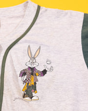 Vintage 1994 Looney Tunes Bugs Bunny and Taz Baseball Button Up Shirt