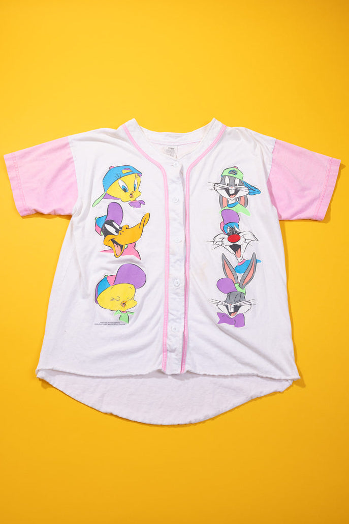 Vintage 1995 Looney Tunes Baseball Button Up