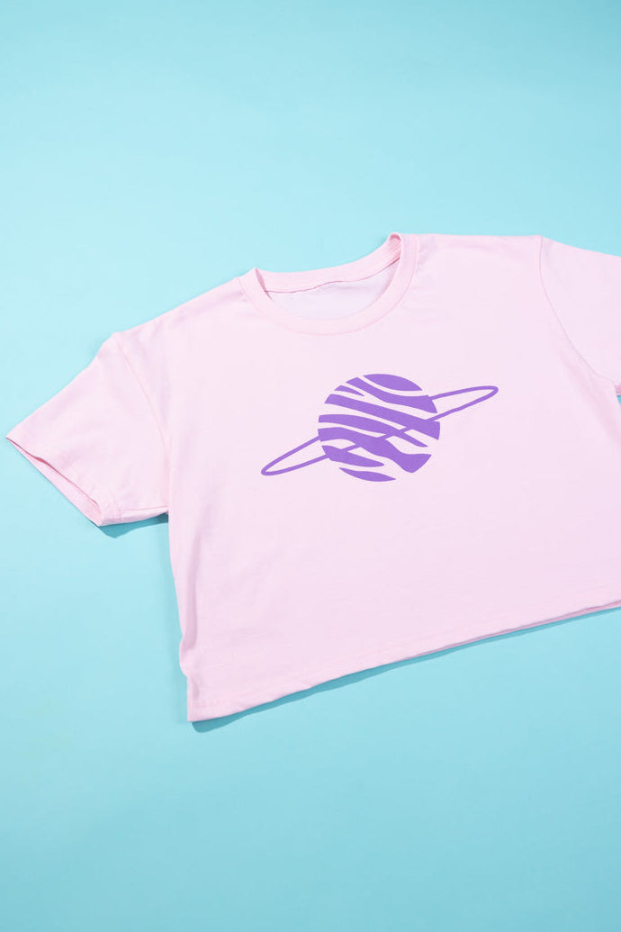 RCW Retro World Crop Top (Pink/Blue)