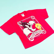 Vintage 1995 Looney Tunes Blues Crop Top tweety bird and Sylvester cat from retro candy