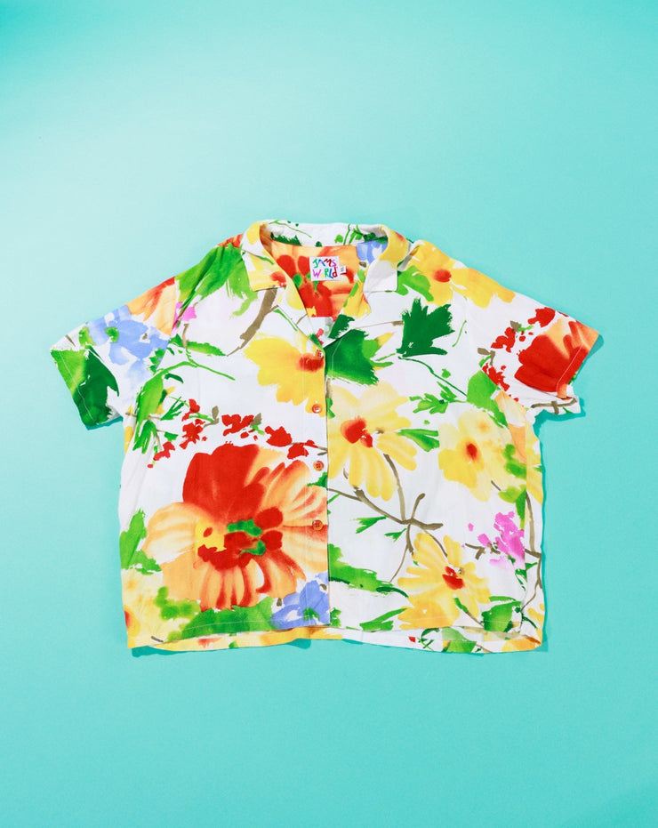 Vintage 80s Jams World Retro Spring Floral Button Up