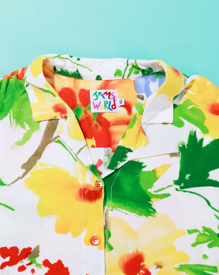 Vintage 80s Jams World Retro Spring Floral Button Up