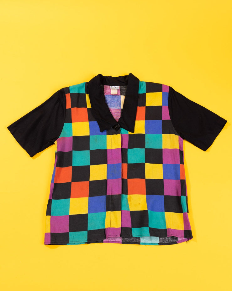 Vintage 90s Bedford Fair Color Block Button Up