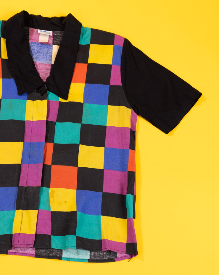 Vintage 90s Bedford Fair Color Block Button Up