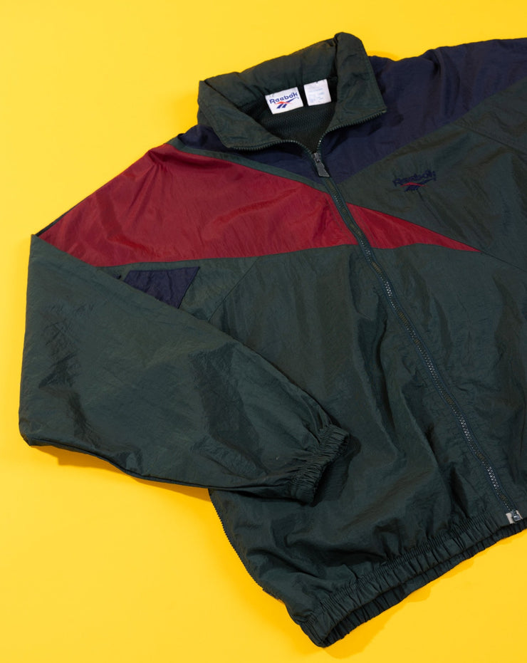 Vintage 90s Reebok Windbreaker (Forest Green/Navy Blue/Red)