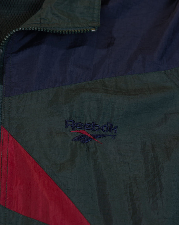Vintage 90s Reebok Windbreaker (Forest Green/Navy Blue/Red)