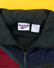 Vintage 90s Reebok Windbreaker (Forest Green/Navy Blue/Red)