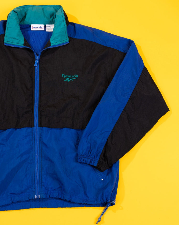 Vintage 90s Reebok Windbreaker (Black/Blue/Teal Collar)