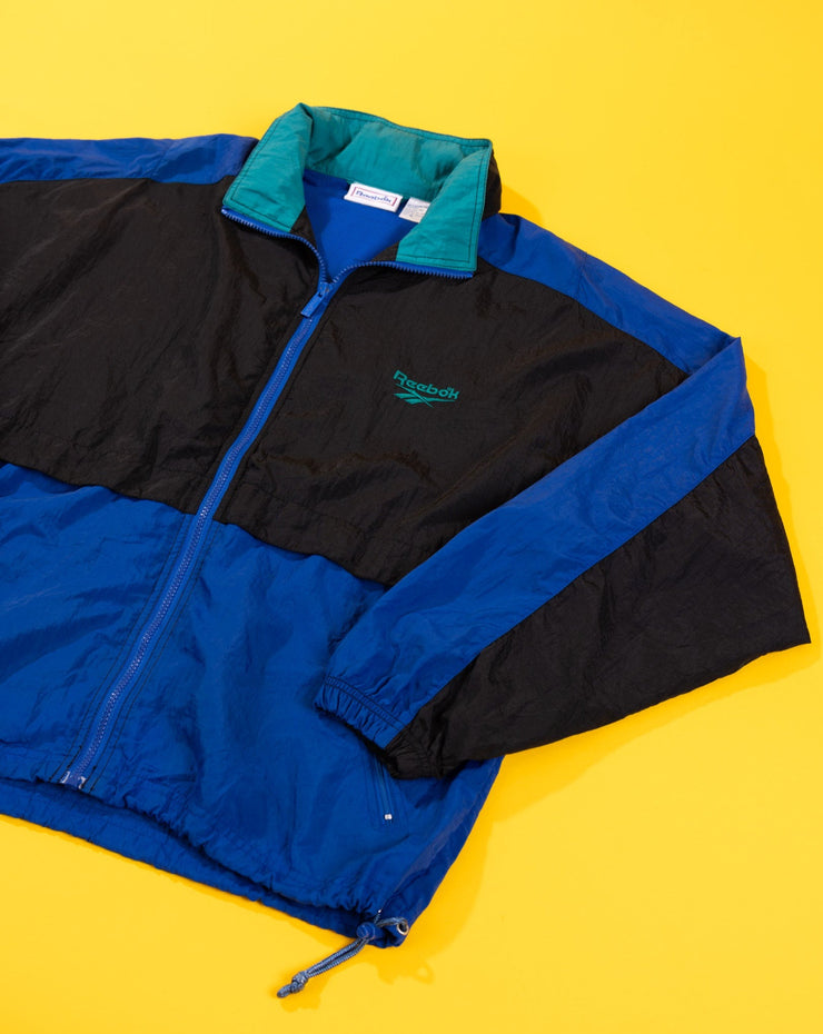 Vintage 90s Reebok Windbreaker (Black/Blue/Teal Collar)