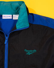 Vintage 90s Reebok Windbreaker (Black/Blue/Teal Collar)