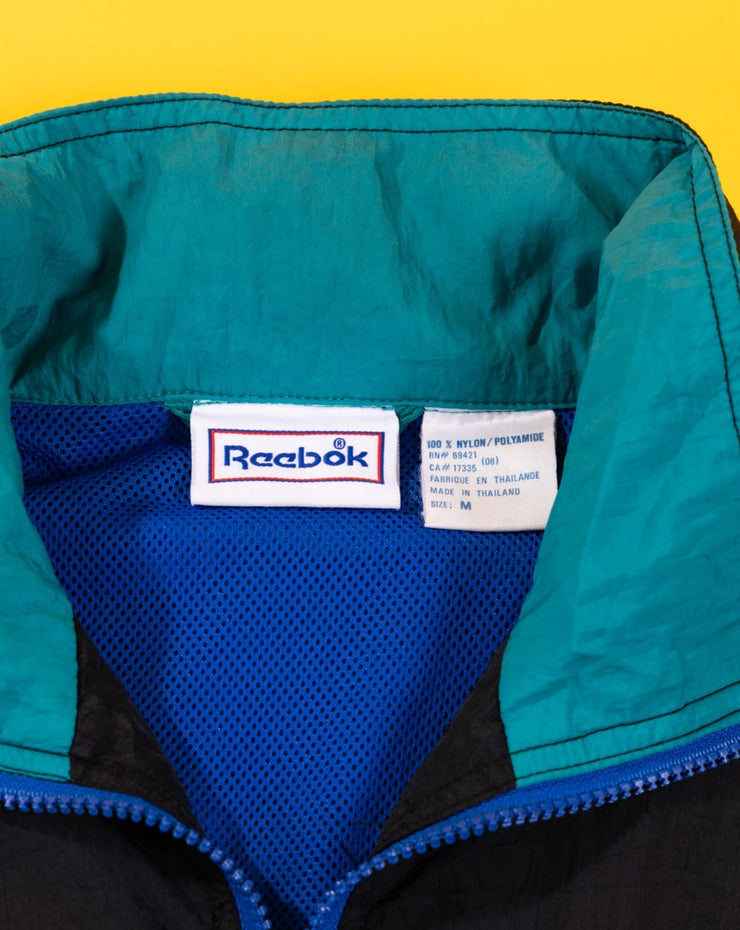 Vintage 90s Reebok Windbreaker (Black/Blue/Teal Collar)