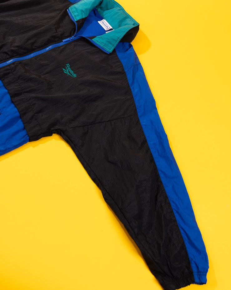 Vintage 90s Reebok Windbreaker (Black/Blue/Teal Collar)