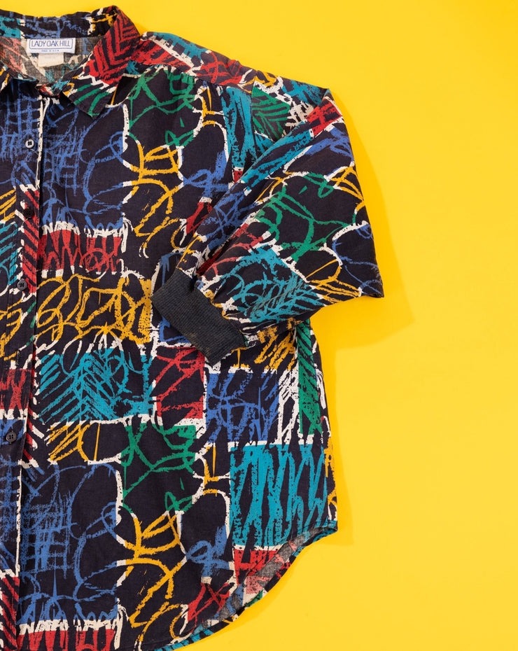 Vintage 80s Lady Oak Hill Quarter Sleeve Button Up