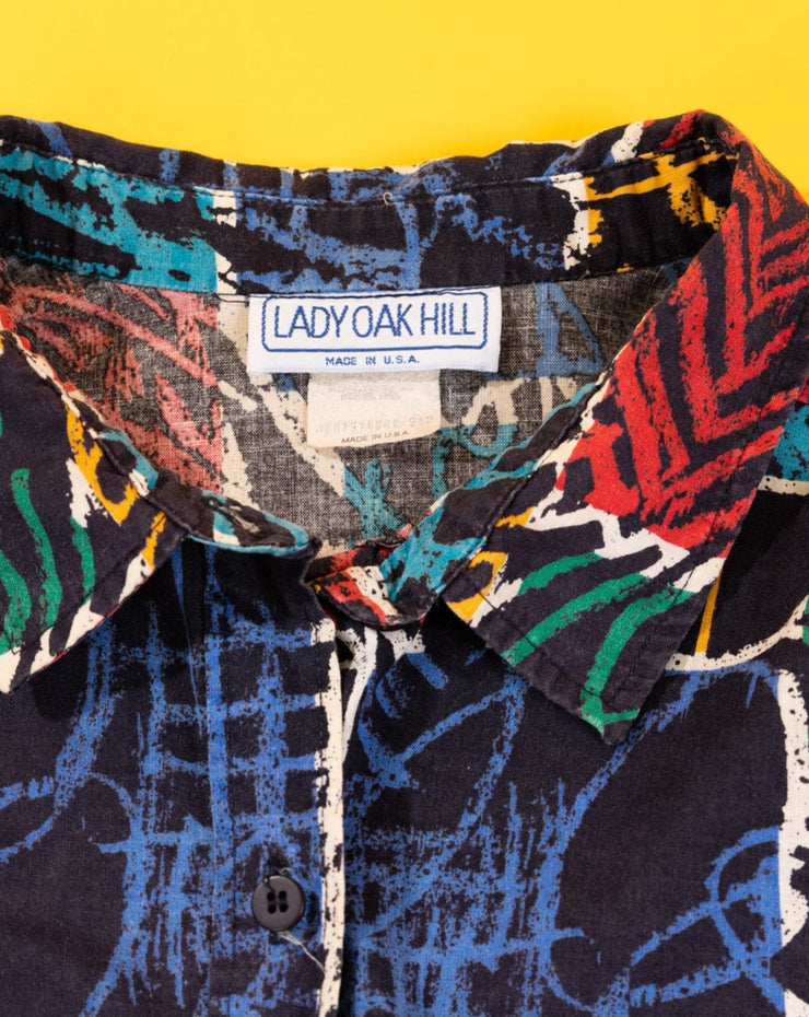 Vintage 80s Lady Oak Hill Quarter Sleeve Button Up