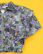 Vintage 80s Blue Cosmic Sports Floral Windbreaker Jacket